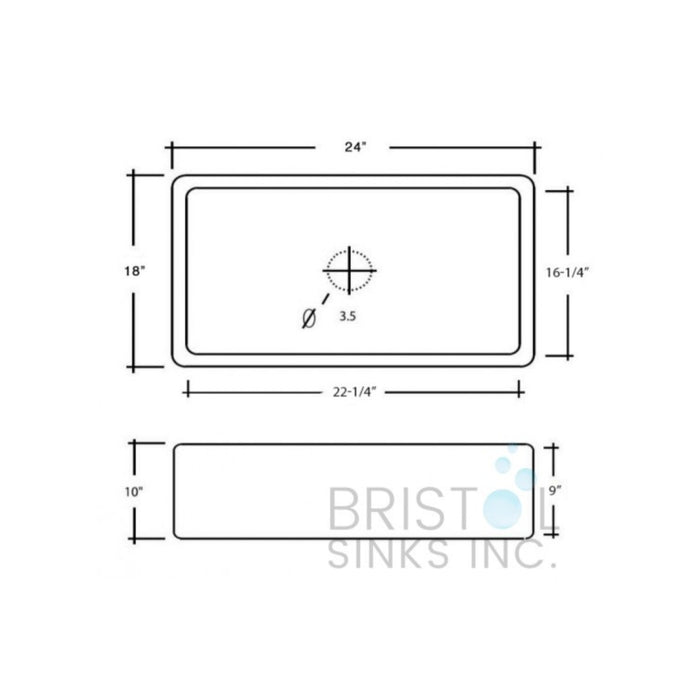 Single Apron Kitchen Sink Bristol 24” x 18” x 10” 