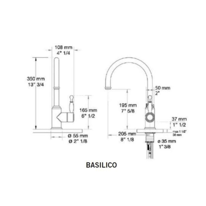 Robinet de cuisine Nickel Brossé Collection Basilico