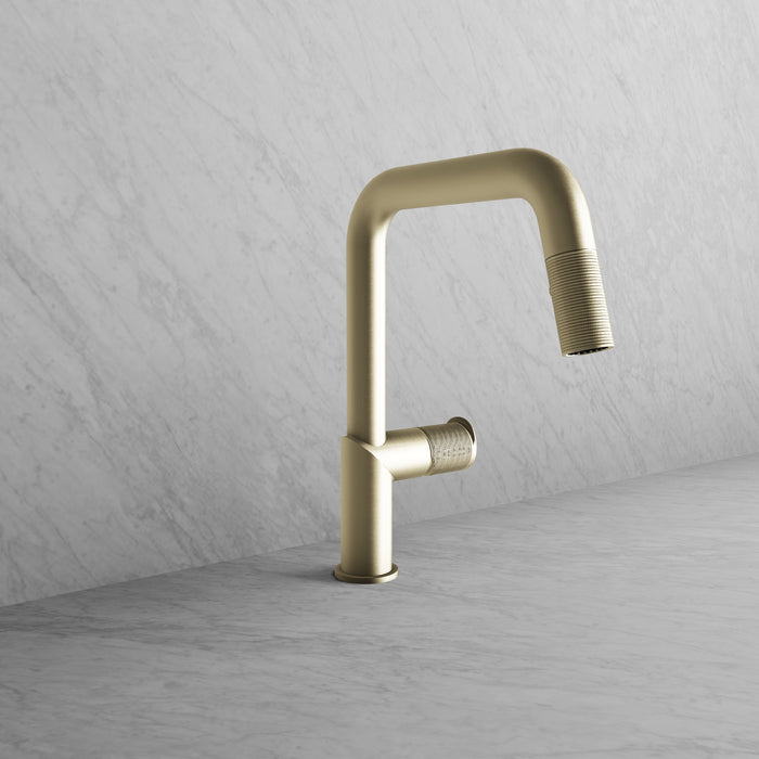 Kitchen faucet with spray square spout Vision IV Collection