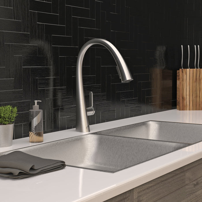 Kitchen faucet with swivel spout and removable spray Stainless steel