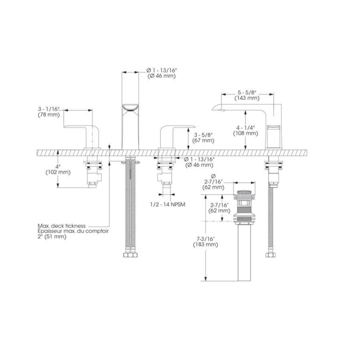 Robinet de lavabo avec aérateur pivotant 3 morceaux Collection KARA