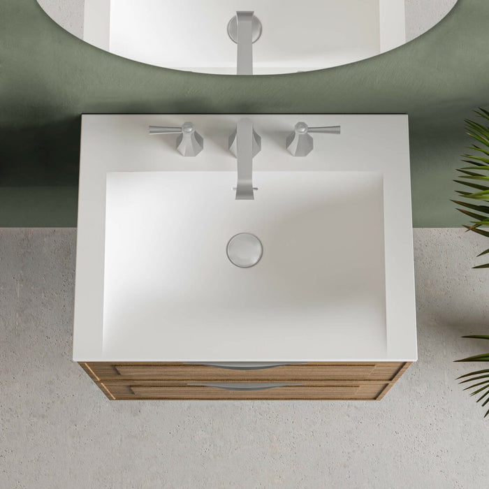 24" Wall Mounted Vanity Matte Solid Surface Runway Collection