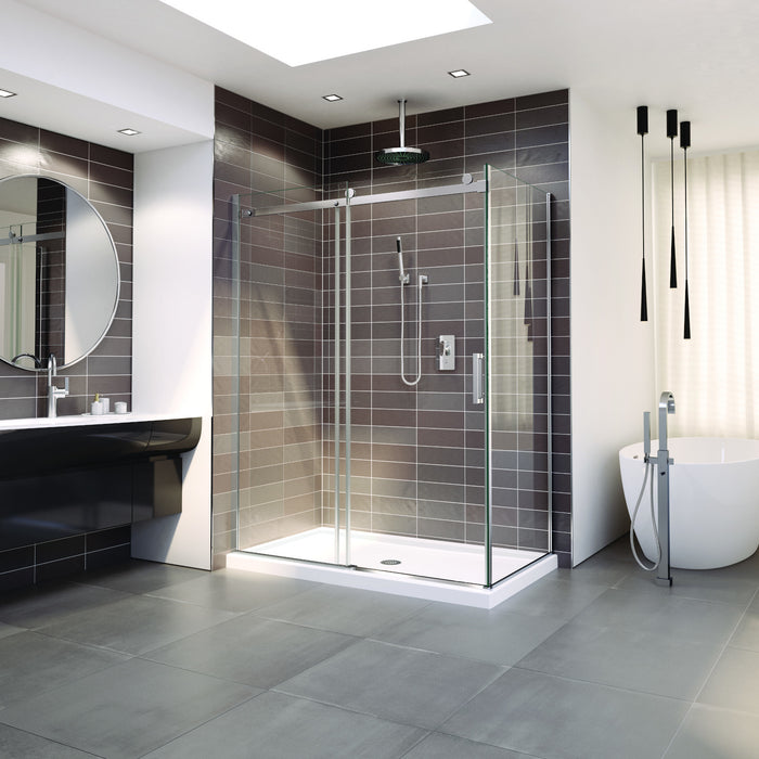 Porte de douche 2 côtés 75" Hauteur NICKEL BROSSÉ Collection Horizon PROMO