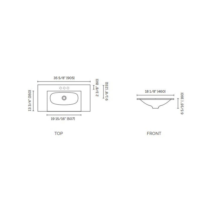 36" Wall Mounted Vanity Matte Solid Surface Runway Collection