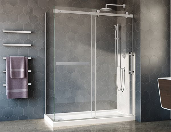 2-sided sliding shower door, Closes against the wall, Novara Plus Collection