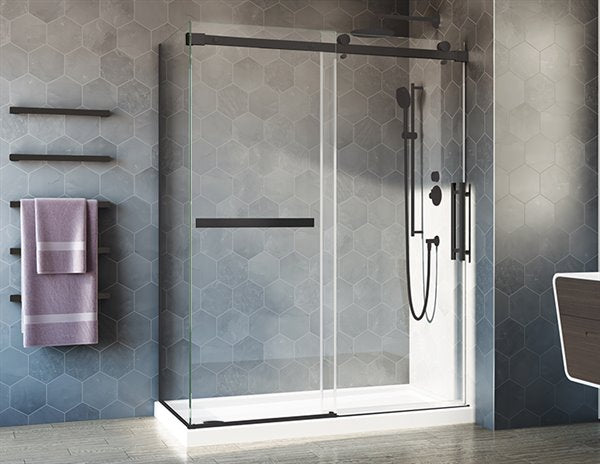 2-sided sliding shower door, Closes against the wall, Novara Plus Collection