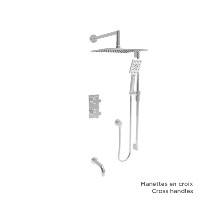 Thermostatic bath/shower set Square head AIR Collection