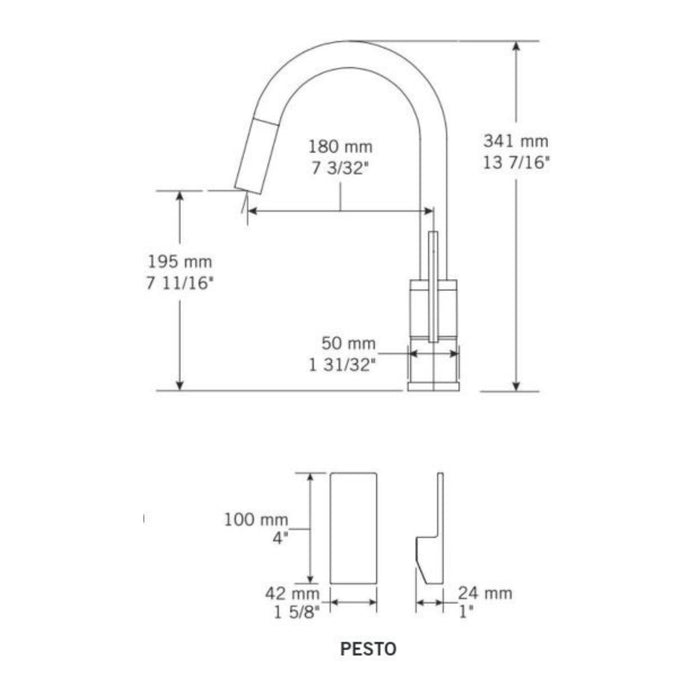 Robinet de cuisine avec douchette Chrome Collection Pesto