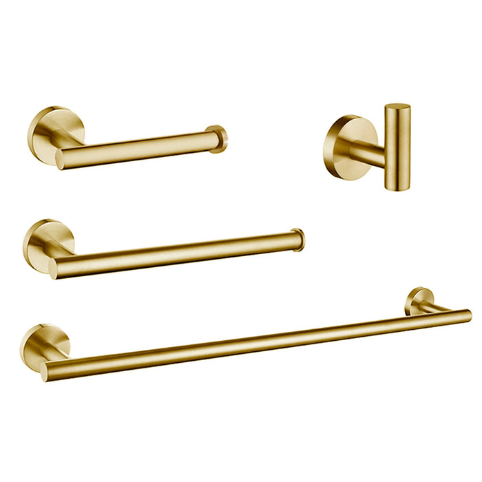 Towel, paper holder and hook set 4 pcs, rounded, Gold