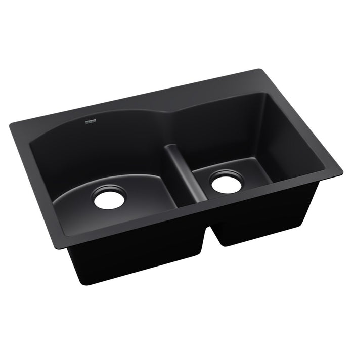 33" x 22" x 10" double sink with low divider, caviar finish